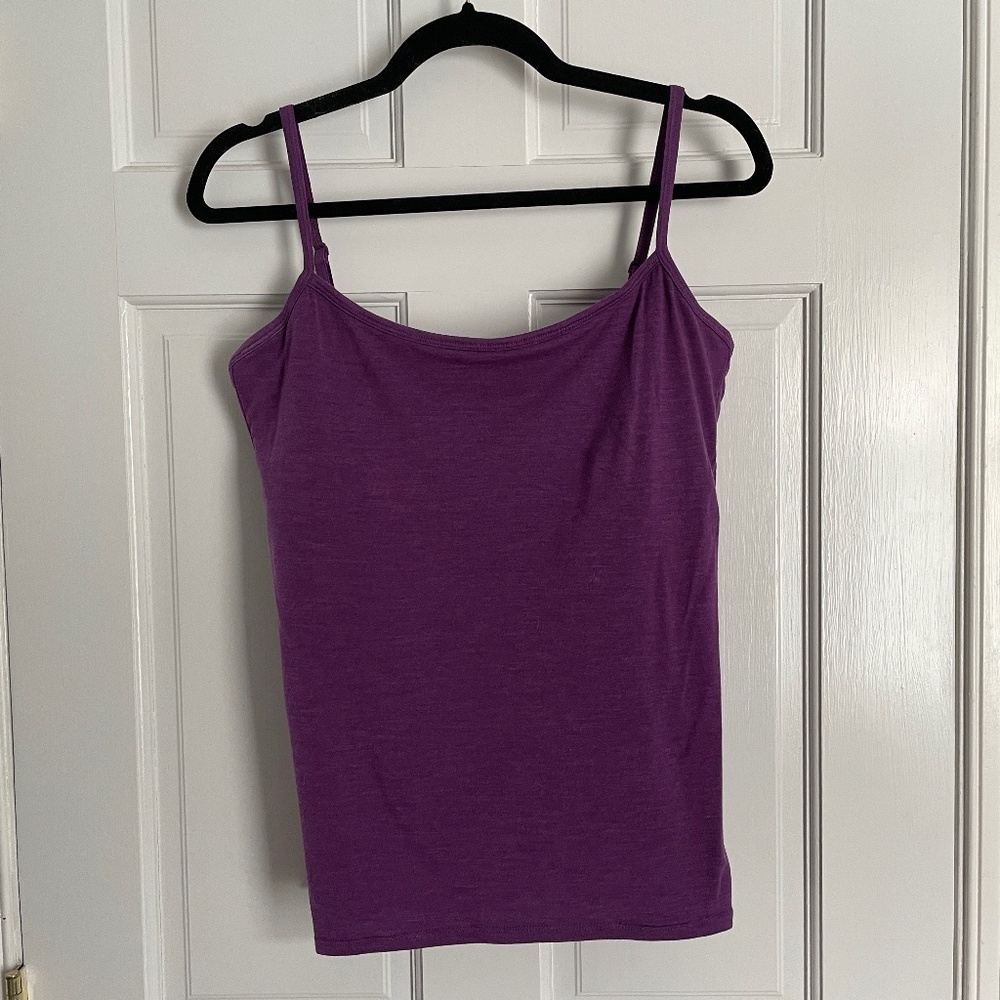 Woolx Merino Teagen Cami With Shelf Bra sz L Deep Orchid